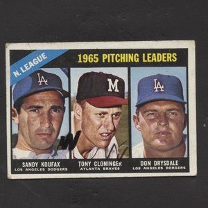1966 TOPPS BASEBALL SANDY KOUFAX PITCHING LEADERS CARD